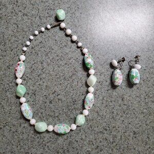 Vintage West Germany Porcelain Choker Necklace/Earring Set